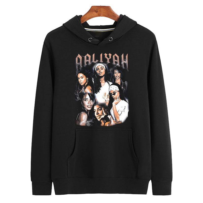 AALIYAH Aaliyah Dana Haughton singer   Vintage Bootleg Graphic Unisex Hoodie 