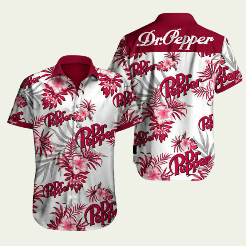 ALOHA SUMMER ON BEACH WITH DRPEPPER BUTTON HAWAIIAN SHIRT