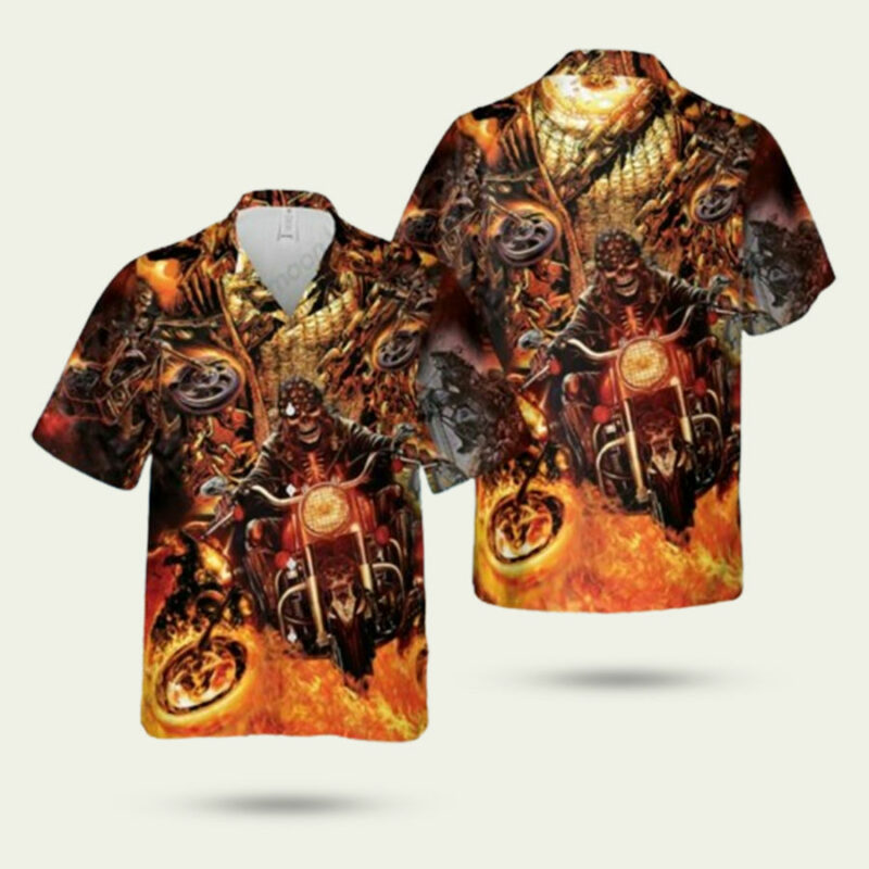 AMAZING SKULL MOTORCYCLE RACING HAWAIIAN SHIRT