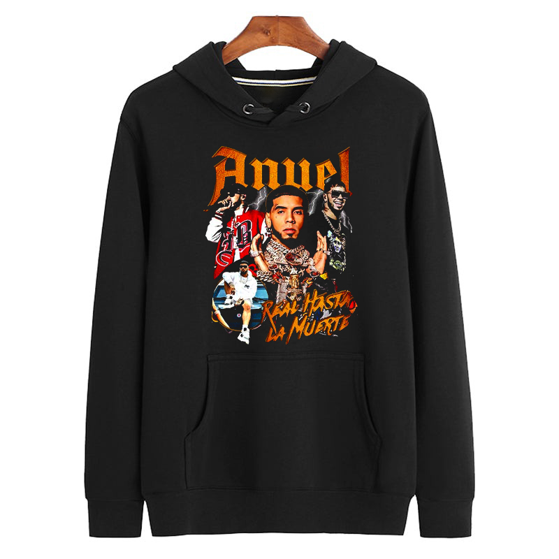 ANUEL AA Emmanuel Gazmey Santiago Rapper Vintage   Retro Bootleg Unisex Hoodie