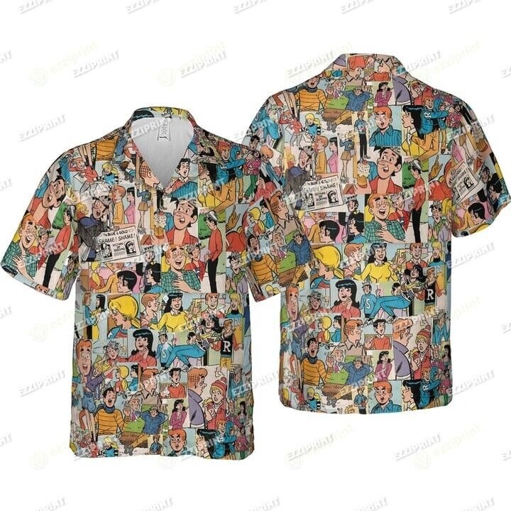 ARCHIE COMICS CHARACTERS COLLAGE HAWAIIAN SHIRT, S-5XL US Size, Gift For Men