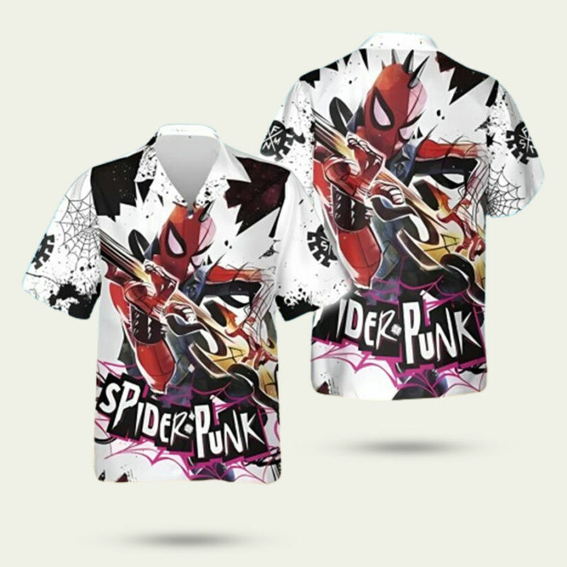 AVENGERS SPIDER MAN TROPICAL SPIDER PUNK HAWAIIAN SHIRT