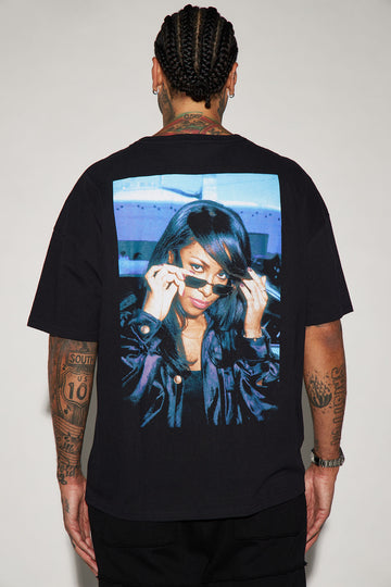 Aaliyah Sunglasses Oversized Short Sleeve Tee - Black