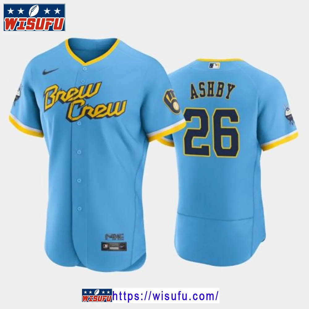 Aaron Ashby 26 2024-23 City Connect Milwaukee Brewers Jersey - Powder Blue