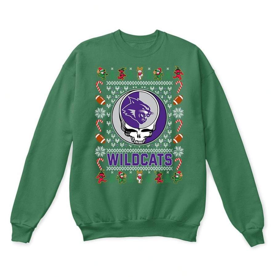 Abilene Christian Wildcats x Grateful Dead Christmas Ugly Sweatshirt-Green