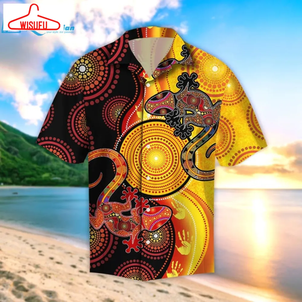 Aboriginal Australia Indigenous Lizards And The Sun Beach Shirt Hawaiian Shirt, Best Gift Ideas, New Fashion Gifts