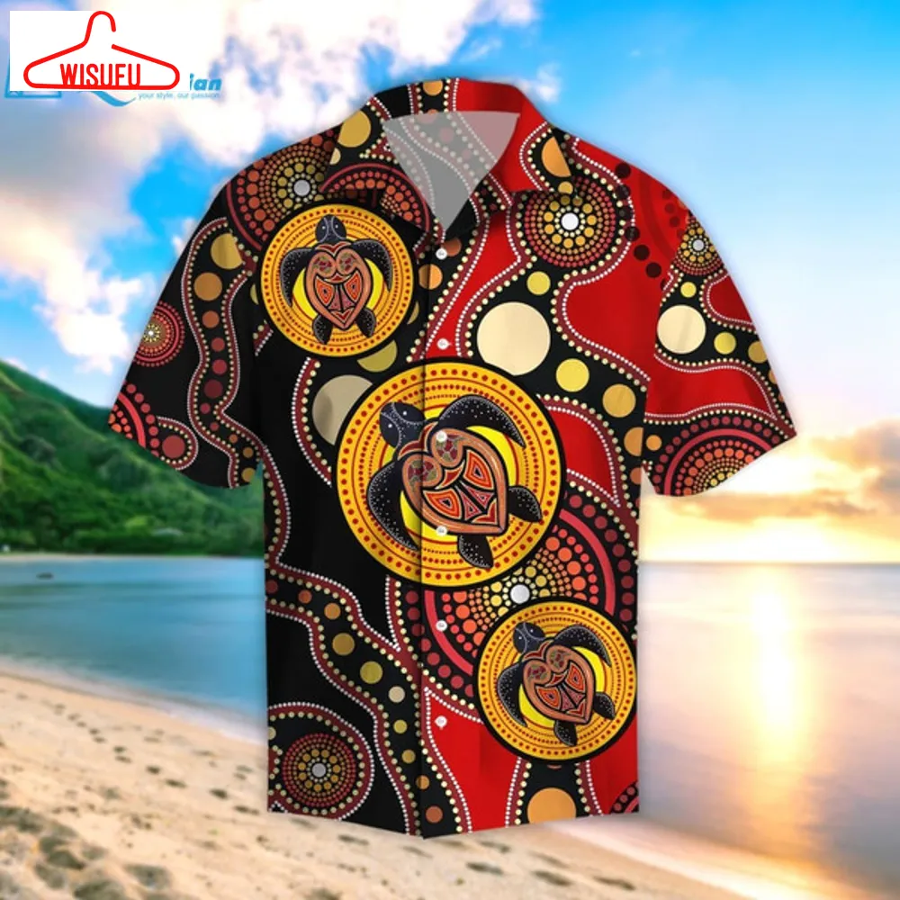 Aboriginal Australia Indigenous Turtles Beach Shirt Hawaiian Shirt, Best Gift Ideas, New Fashion Gifts