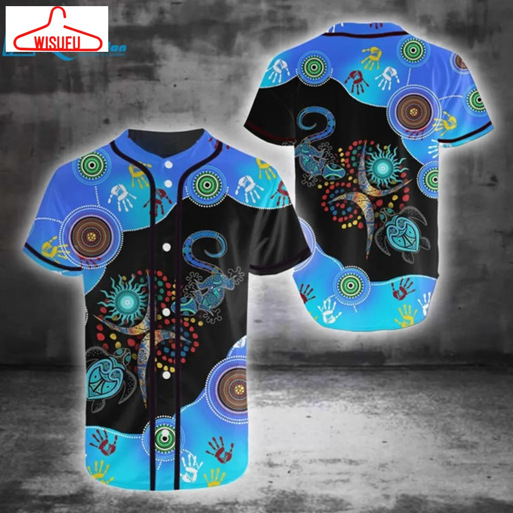 Aboriginal Naidoc Week 2021 Blue Turtle Lizard Baseball Shirt Hawaiian Print 3d, Best Gift Ideas, New Fashion Gifts