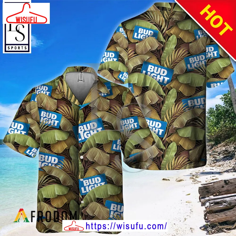 Abstract Banana Leaves Bud Light Hawaiian Shirt, New Fashion Gifts