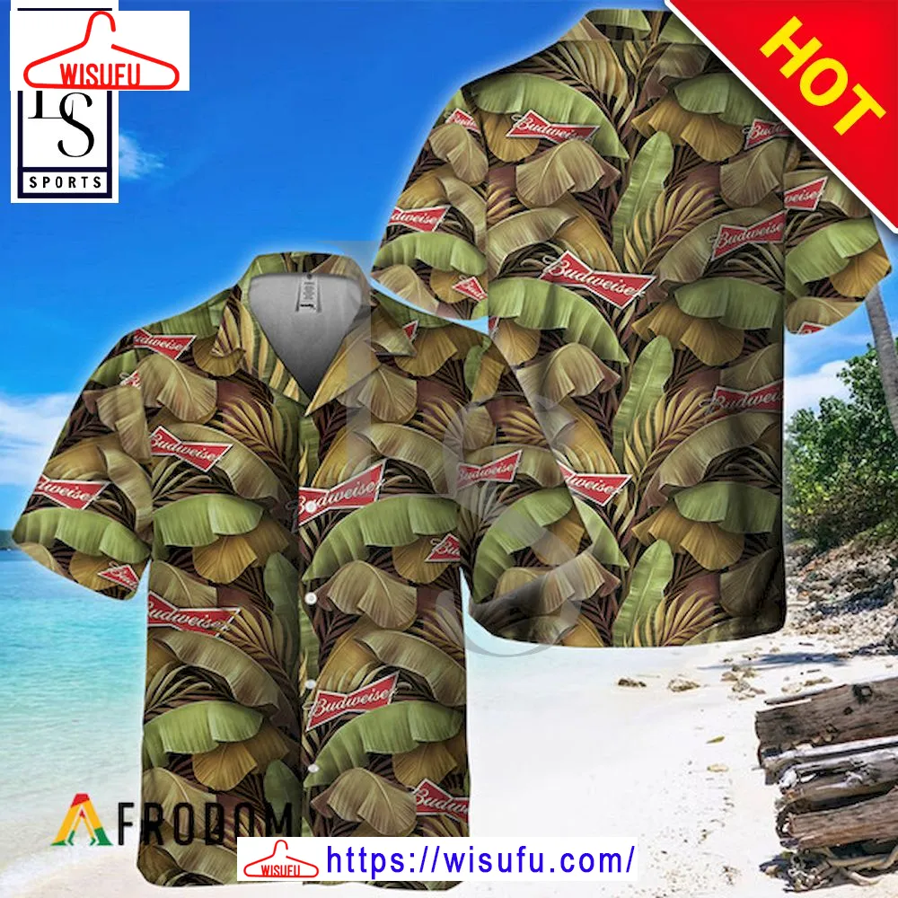 Abstract Banana Leaves Budweiser Hawaiian Shirt, New Fashion Gifts