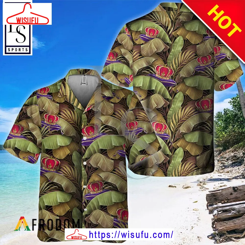 Abstract Banana Leaves Crown Royal Hawaiian Shirt, New Fashion Gifts