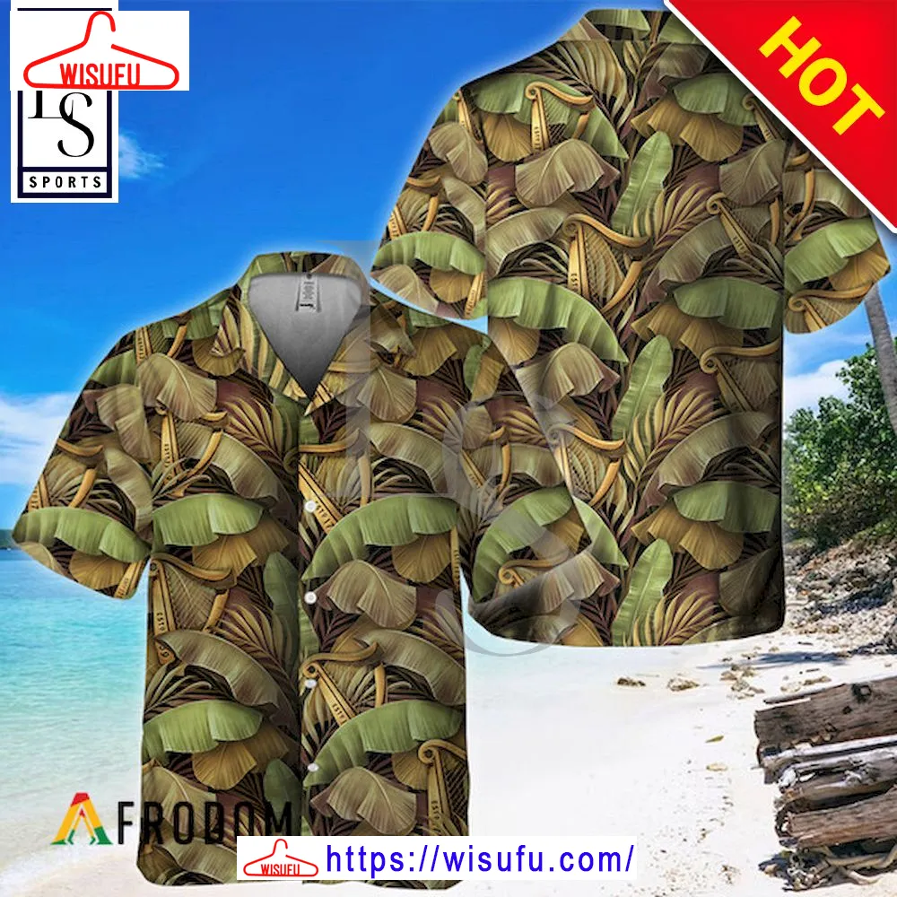 Abstract Banana Leaves Guinness Hawaiian Shirt, New Fashion Gifts