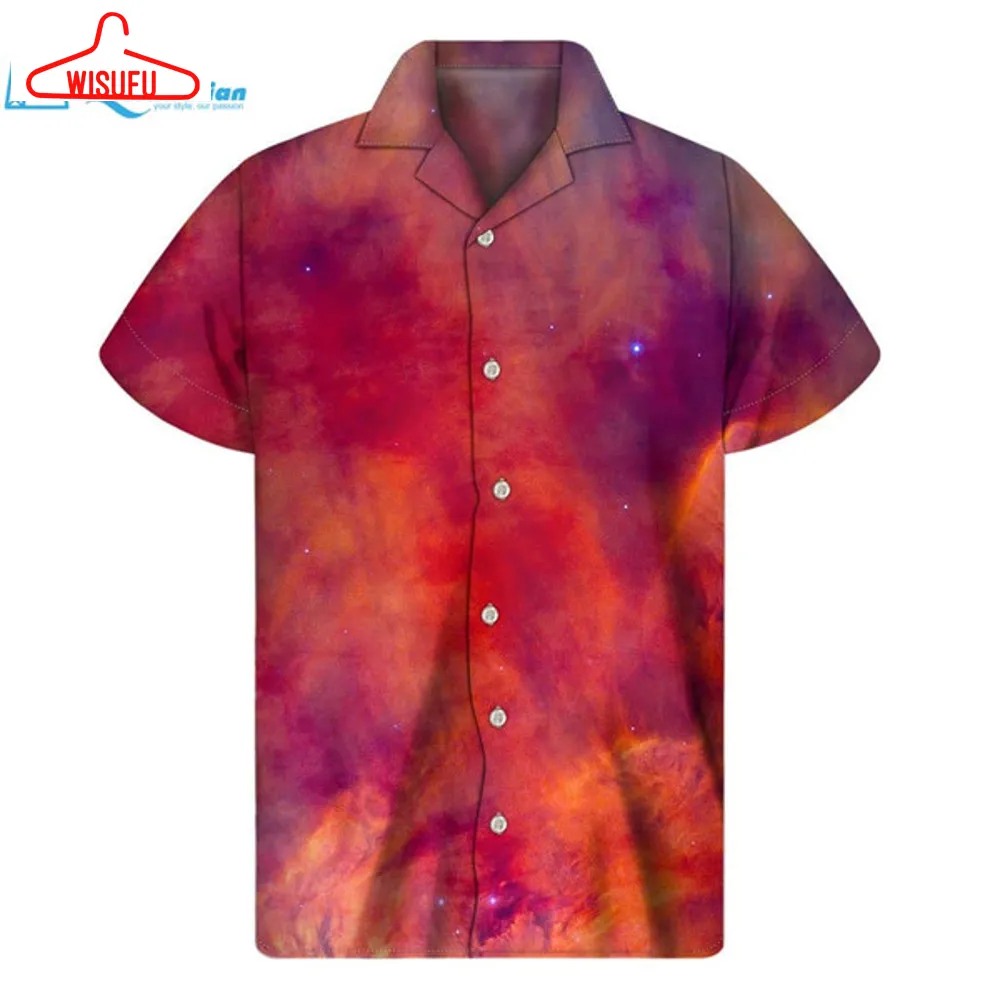 Abstract Nebula Cloud Galaxy Space Print Men's Short Sleeve Shirt Hawaiian Shirt, Best Gift Ideas, New Fashion Gifts