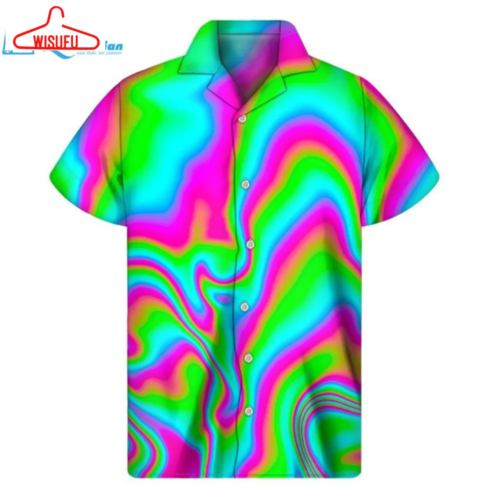 Abstract Psychedelic Trippy Print Men's Short Sleeve Shirt Hawaiian Shirt, Best Gift Ideas, New Fashion Gifts Vtbl73576