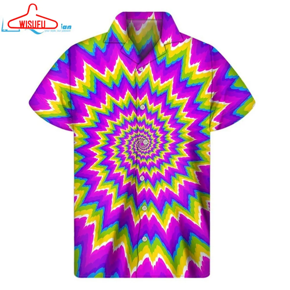 Abstract Spiral Moving Optical Illusion Men's Short Sleeve Shirt Hawaiian Shirt, Best Gift Ideas, New Fashion Gifts Vtbl25208