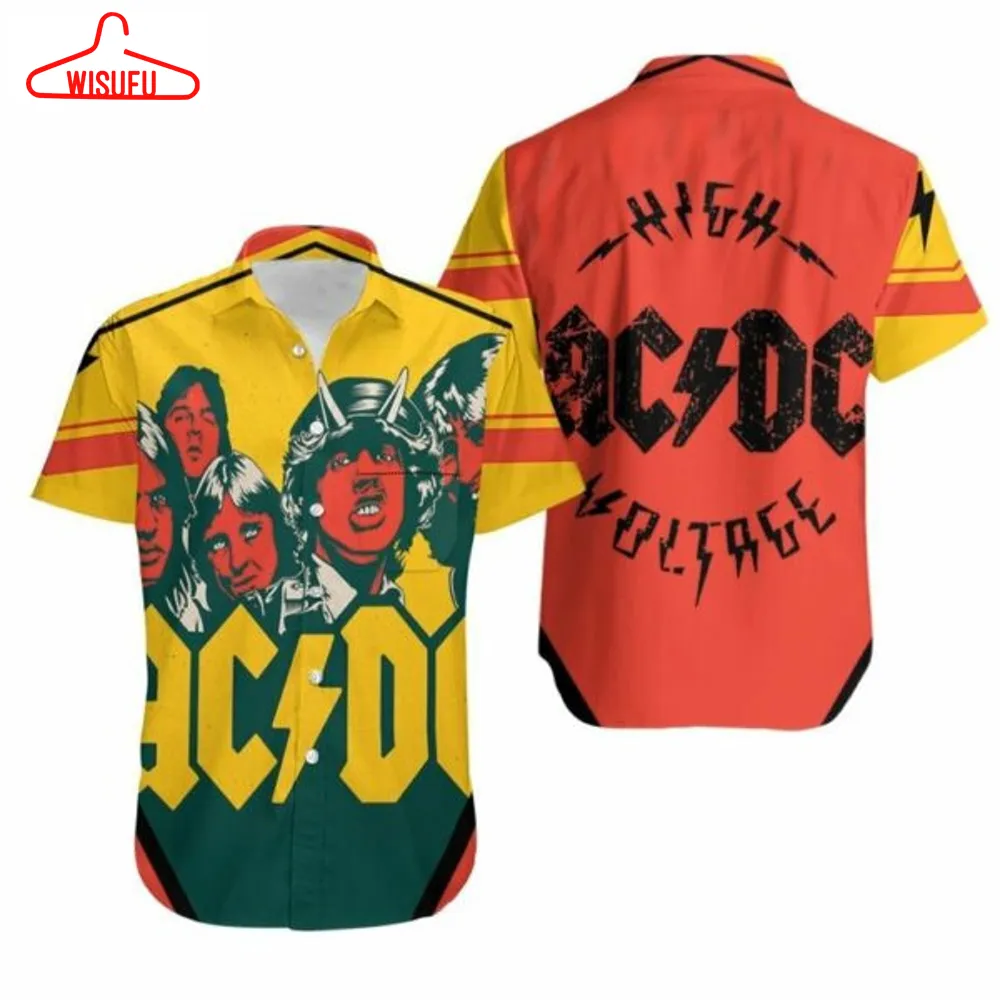 Acdc Band Hawaiian Graphic Print Short Sleeve Hawaiian Casual Shirt, New Fashion Gifts Vtbl54611