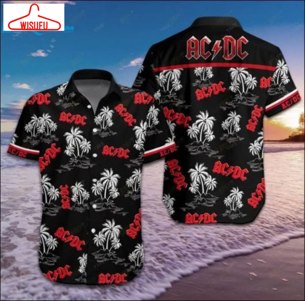 Acdc Band Hawaiian Graphic Print Short Sleeve, Best Gift Ideas, New Fashion Gifts