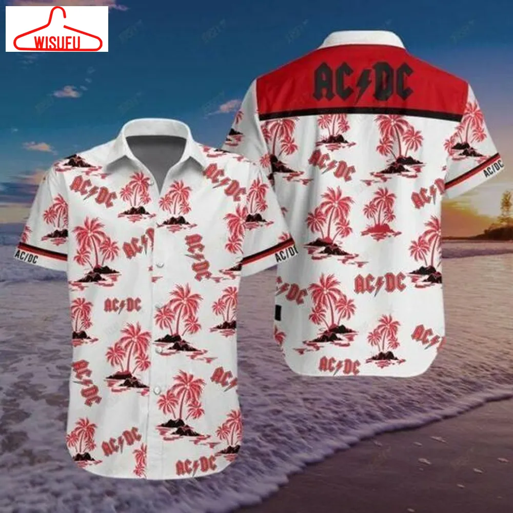 Acdc Hawaiian Graphic Print Short Sleeve Hawaiian Casual Shirt Size S - 5xl, New Fashion, Best Gift Ideas, New Fashion Gifts