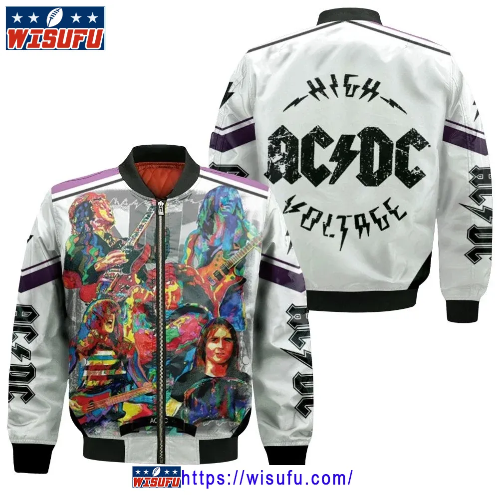 Acdc Members On Stage Painting Bomber Jacket