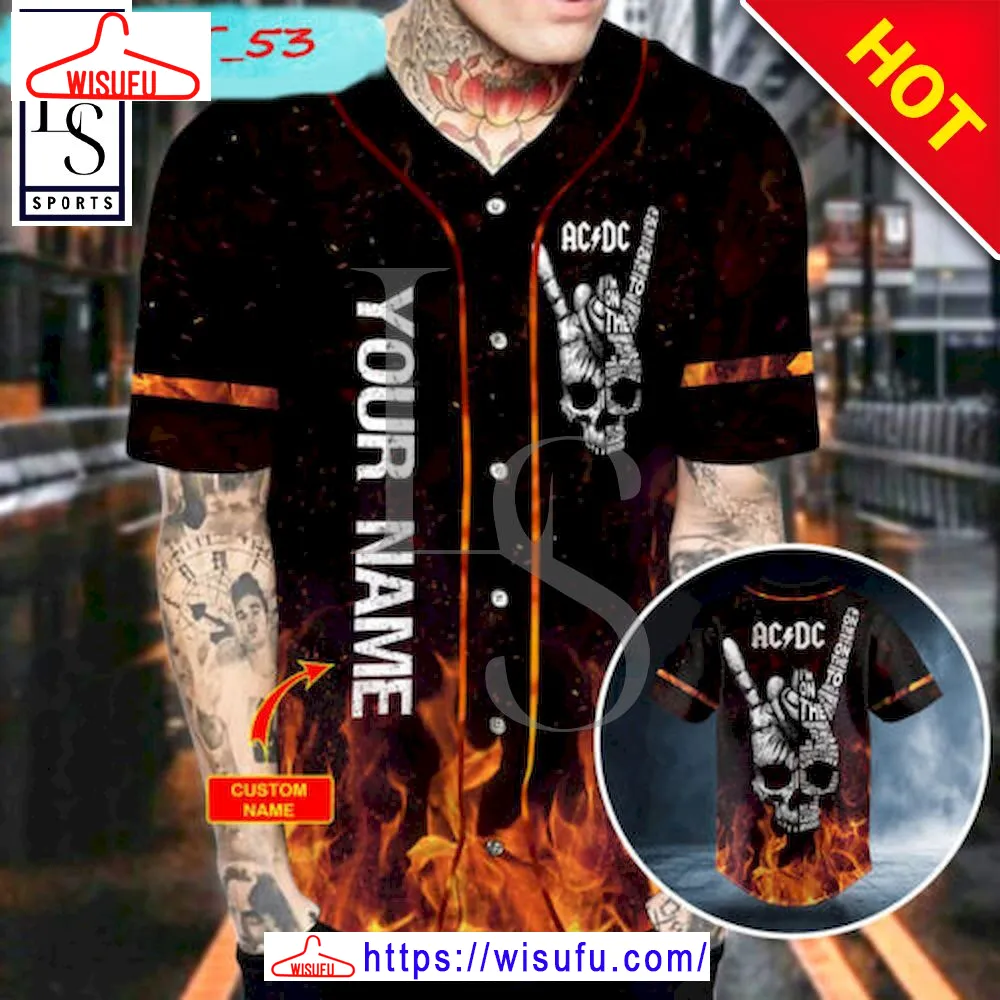 Acdc Rock Band Skull Custom Name Baseball Jersey, New Fashion Gifts