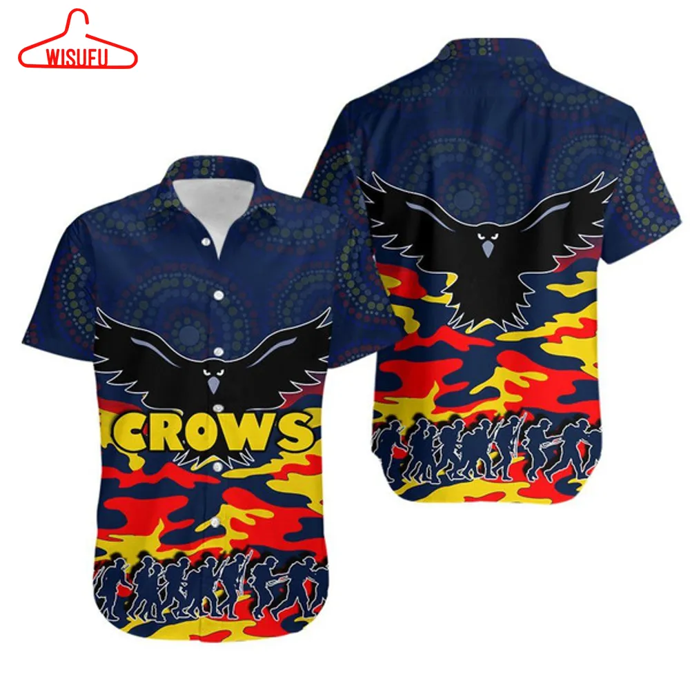 Adelaide Crows Hawaiian Aloha Shirt Anzac Day Army Style Th4 Hawaiian Shorts Beach Best Gift Ideas, New Fashion Gifts