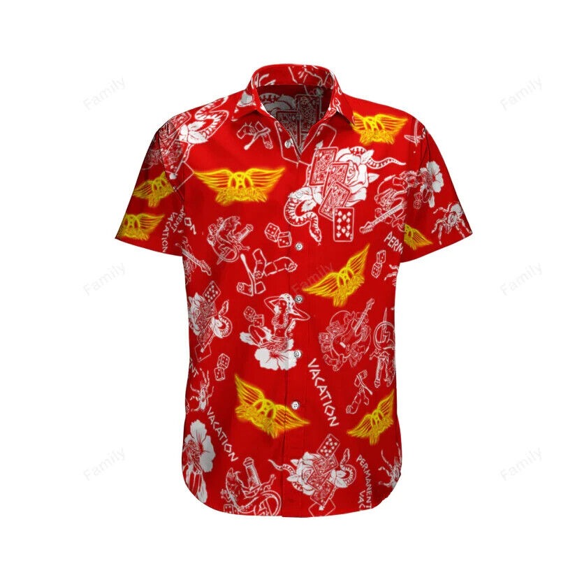 Aerosmith Red Fashion Hawaiian Shirt, Gift for Fans, S-5XL US Size