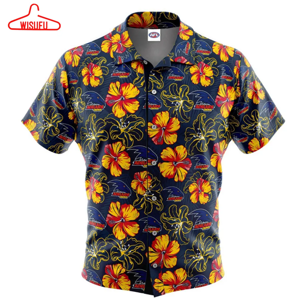 Afl Adelaide Crows 'floral' Hawaiian Aloha Shirt Hawaiian Shorts Beach Best Gift Ideas, New Fashion Gifts