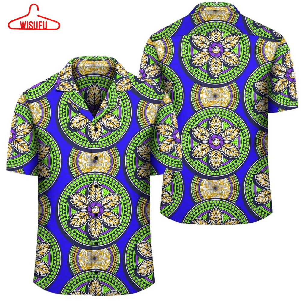 Africa Hawaiian Shirt - Ankara Hawaiian Shirt Rounded 6 Petals J1, New Hawaiian Holiday Outfits, New Fashion Gifts