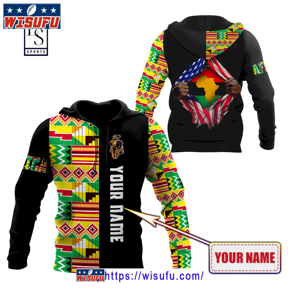 Africa In The Heart Of Usa Custom Name Hoodie 3d