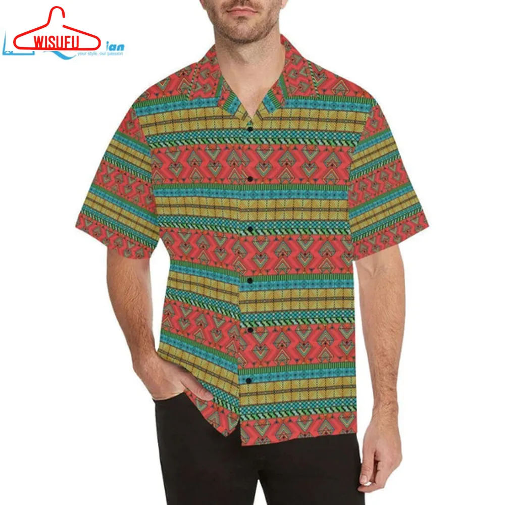 African Colorful Zigzag Print Pattern Hawaiian Shirt, Best Gift Ideas, New Fashion Gifts