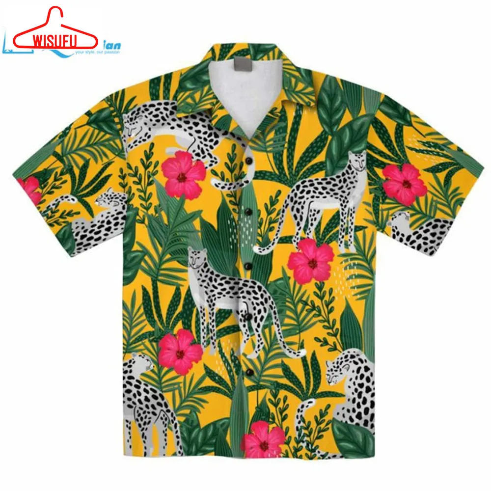 African Floral Leopard Pattern Flowershirt Tropical Hawaiian Aloha Shirt, Best Gift Ideas, New Fashion Gifts