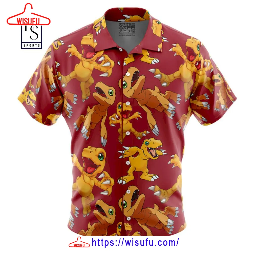 Agumon Digimon Button Up Hawaiian Shirt, New Fashion Gifts