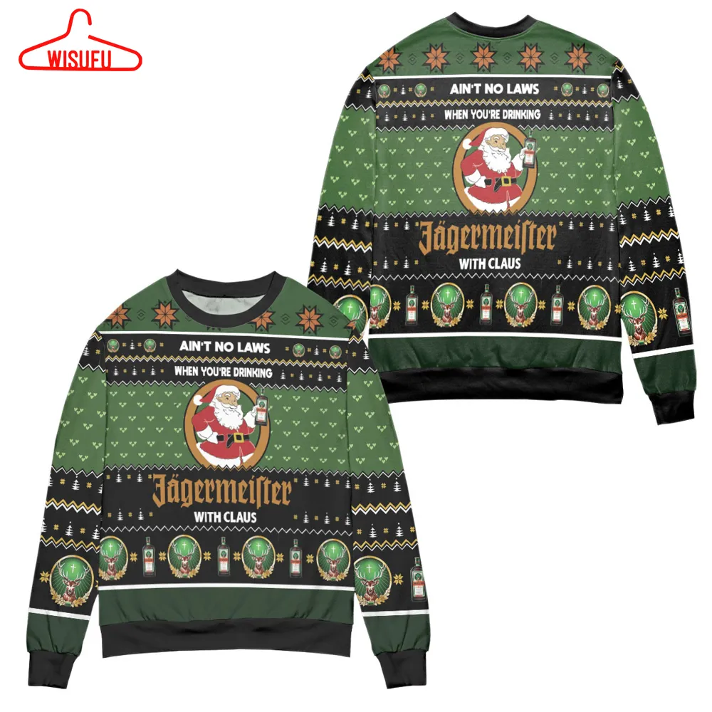 Ain't No Laws When You're Drinking, Jagermeister With Claus Ugly Christmas Sweater