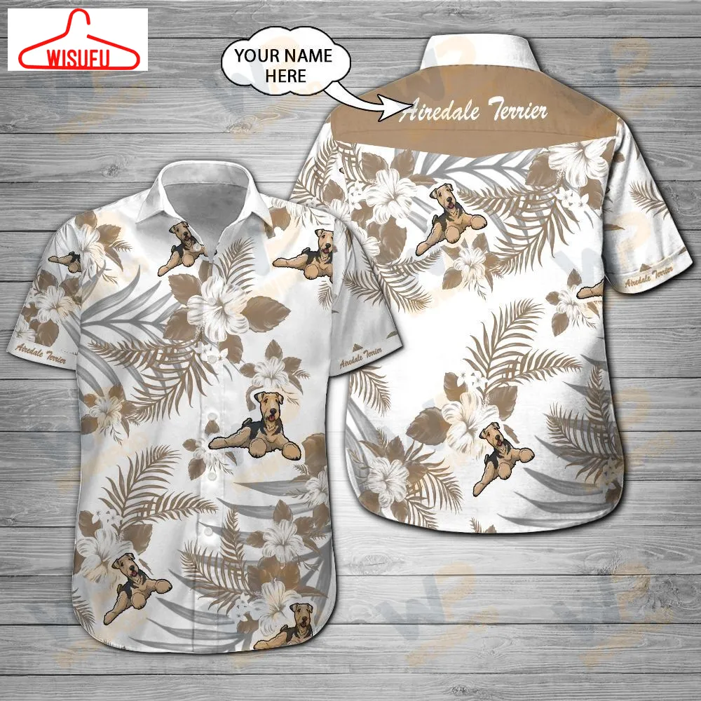 Airedale Terrier Custom Name Hawaiian Shirt 201 Nd4442, New Hawaiian Holiday Outfits, New Fashion Gifts