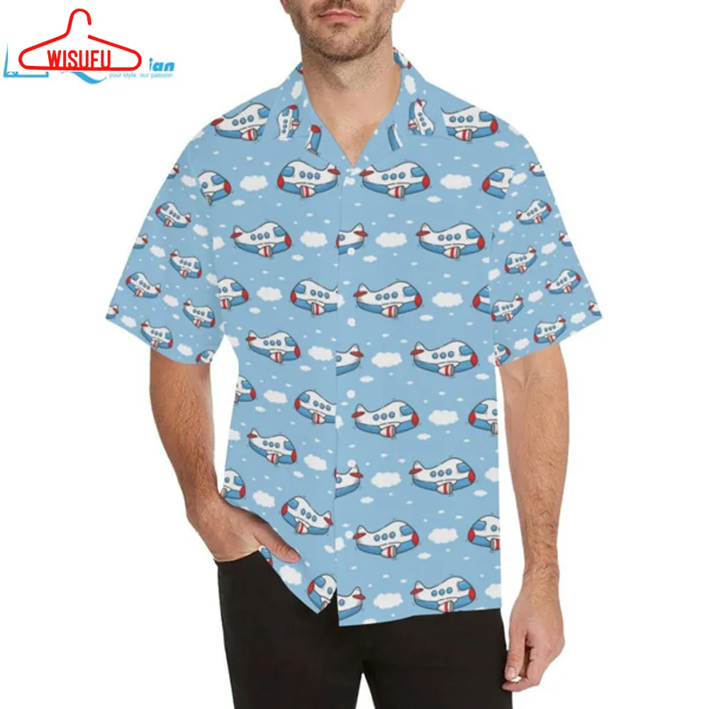 Airplane Cartoon Pattern Print Design Hawaiian Shirt, Best Gift Ideas, New Fashion Gifts