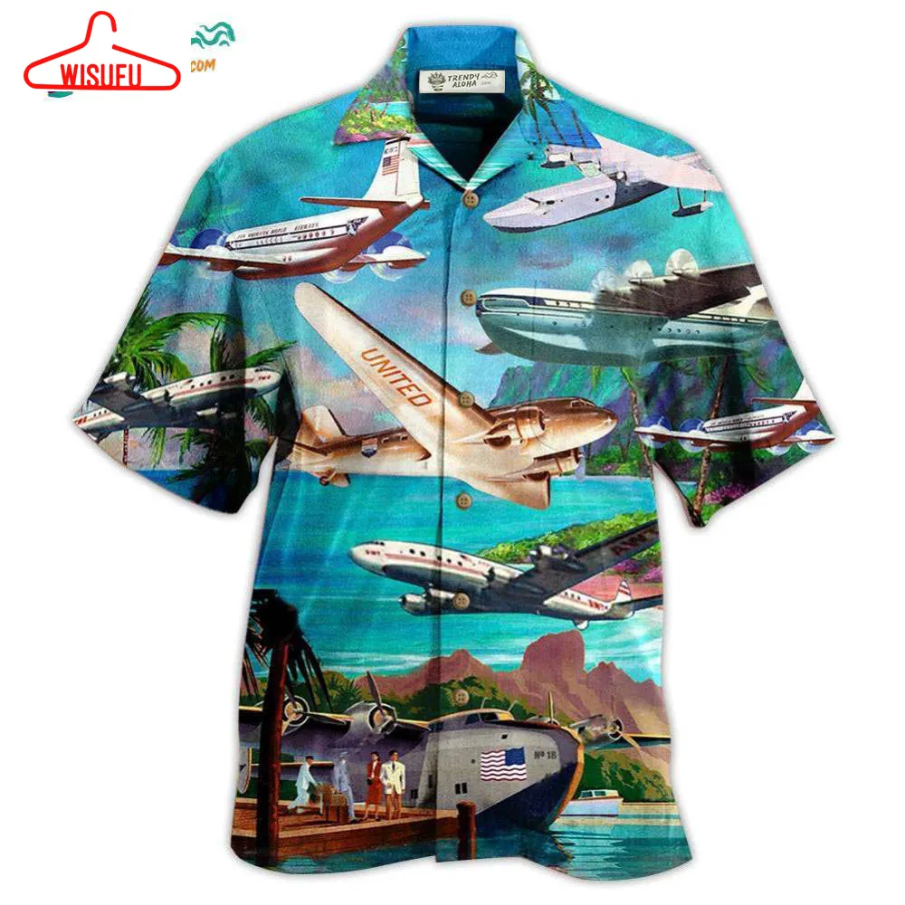 Airplane Fly To Hawaii Aircraft Love Life Hawaiian Shirt- Wisufu Aloha