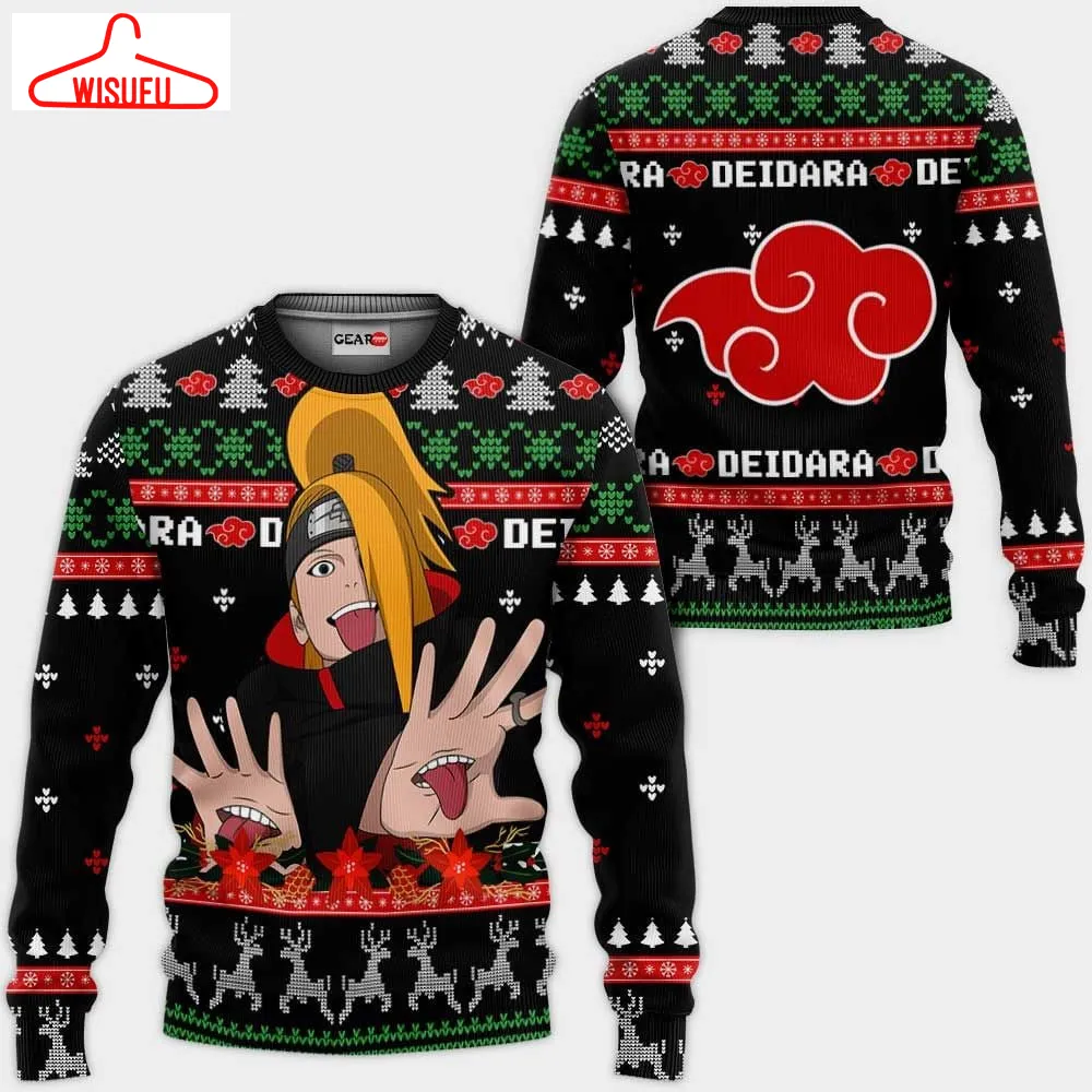 Akatsuki Deidara Ugly Christmas Sweater Anime Gifts, Anime Ugly Christmas Sweater Gift For Family