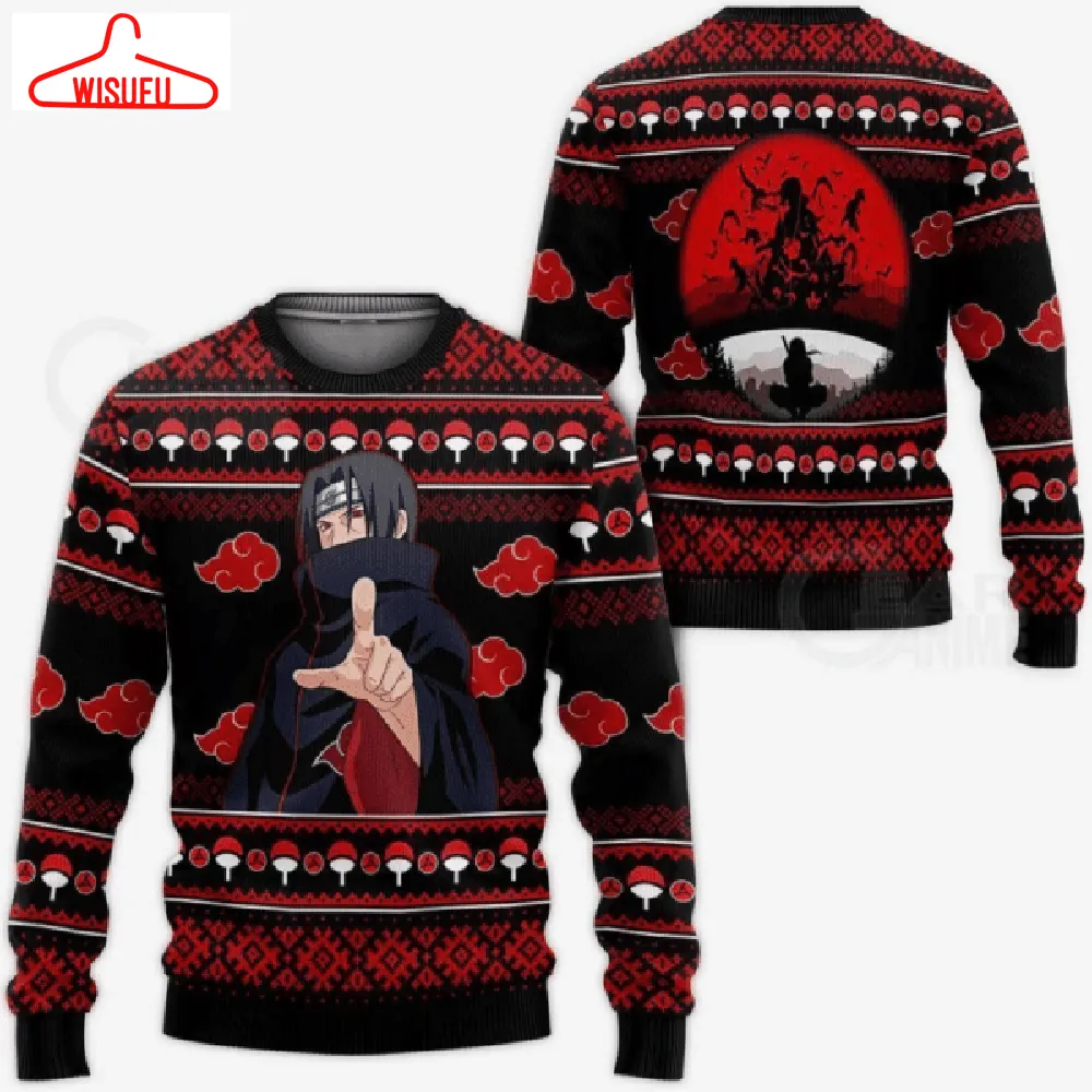 Akatsuki Itachi Naruto Anime 11 Ugly Sweater Gifts, Akatsuki Naruto Anime Gift Fan Ugly Sweater