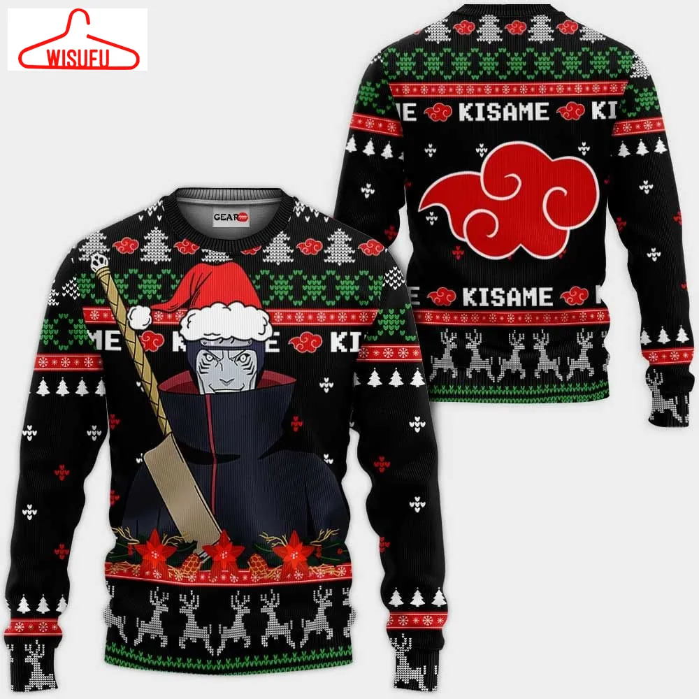 Akatsuki Kisame Ugly Christmas Sweater Anime Gifts, Anime Ugly Christmas Sweater Gift For Family