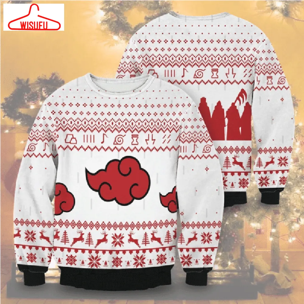 Akatsuki Naruto Anime 3 Ugly Sweater Gifts, Akatsuki Naruto Anime Gift Fan Ugly Sweater