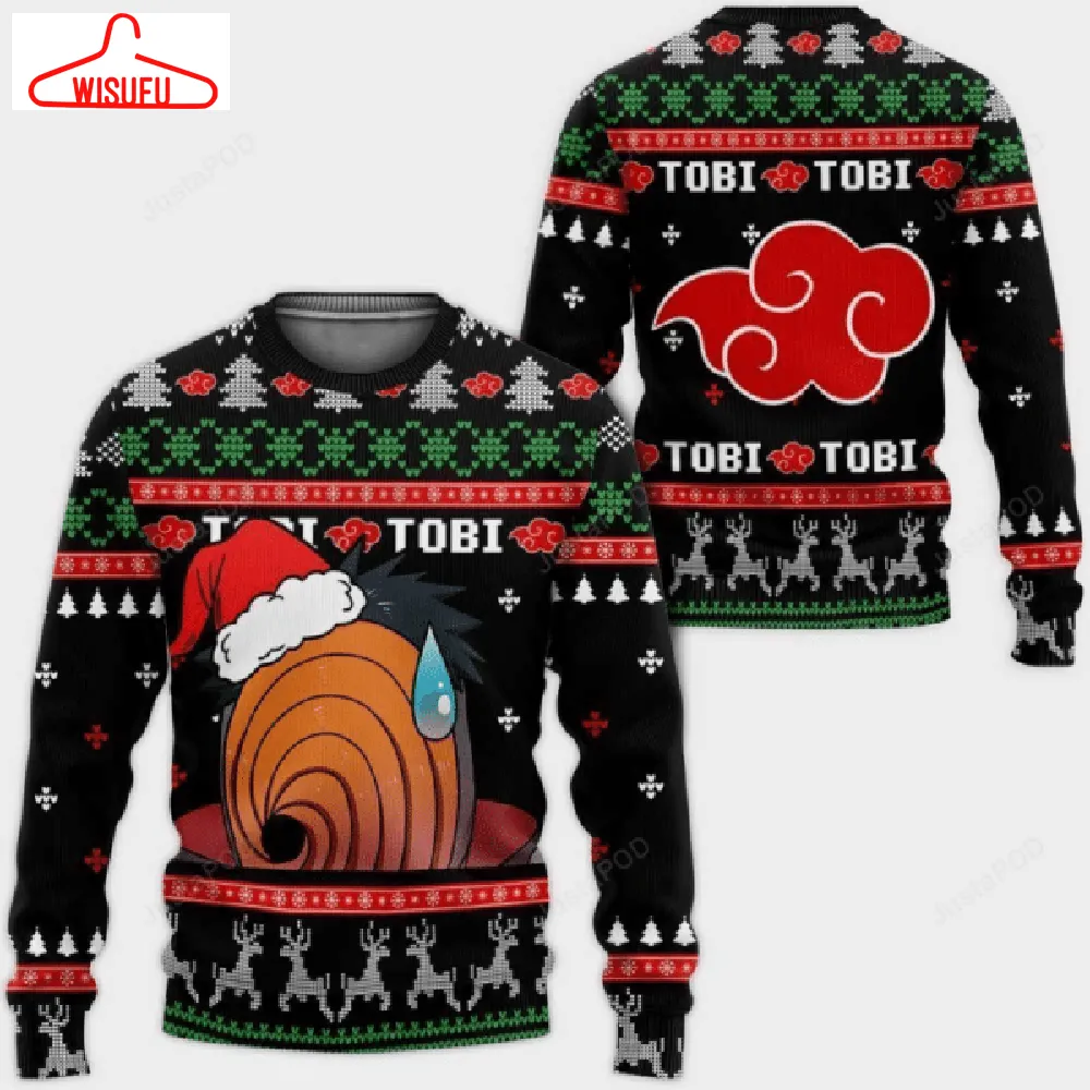 Akatsuki Tobi Naruto Anime 13 Ugly Sweater Gifts, Akatsuki Naruto Anime Gift Fan Ugly Sweater