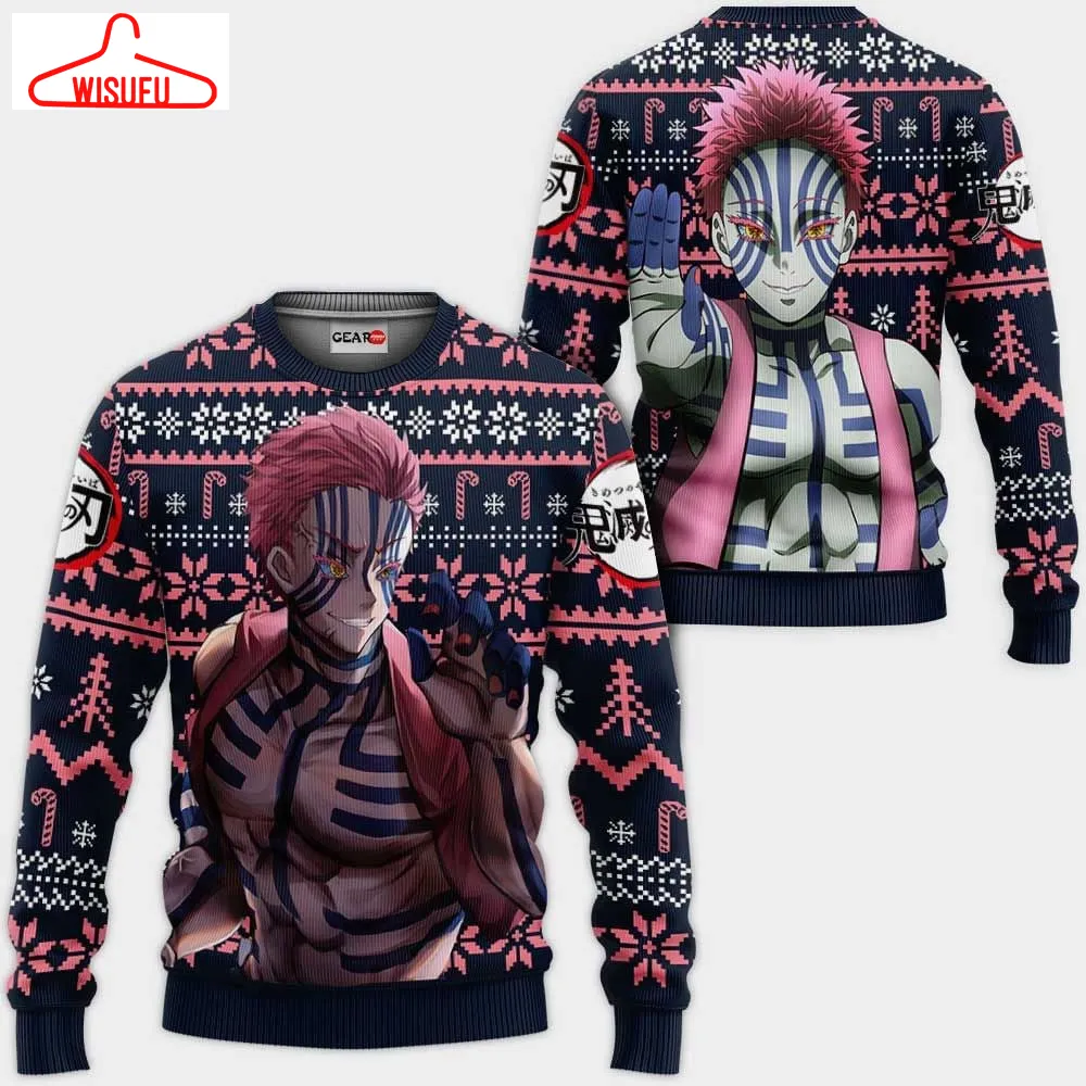 Akaza Ugly Christmas Sweater Anime Gifts, Anime Ugly Christmas Sweater Gift For Family