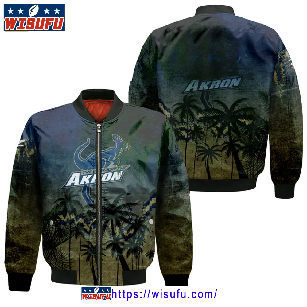 Akron Zips Coconut Tree Tropical Grunge Bomber Jacket