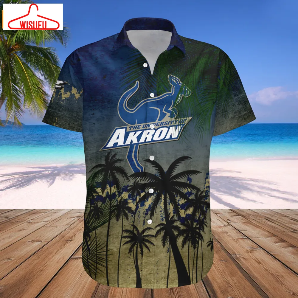 Akron Zips Coconut Tree Tropical Grunge Hawaiian Shirt, New Fashion Gifts