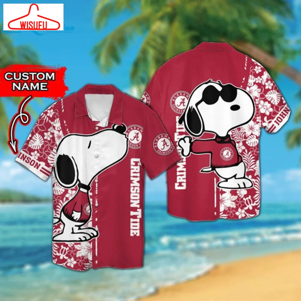 Alabama Crimson Tide & Snoopy Custom Personalized Hawaiian Shirt, Best Gift Ideas, New Fashion Gifts