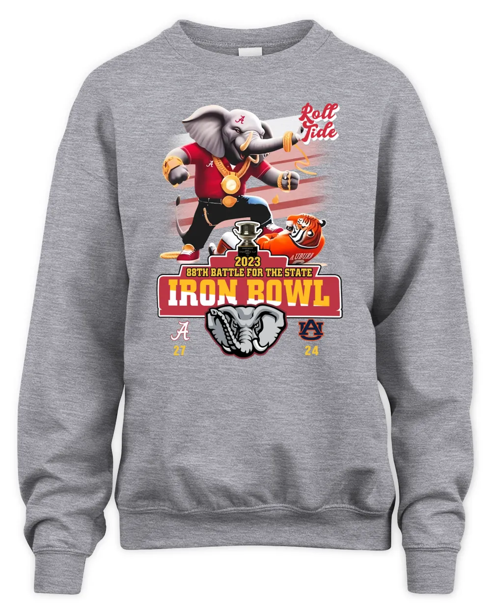 Alabama Crimson Tide 2023 88th Battle For The State Iron Bowl 27-24 Auburn Sweatshirt-Sport Grey