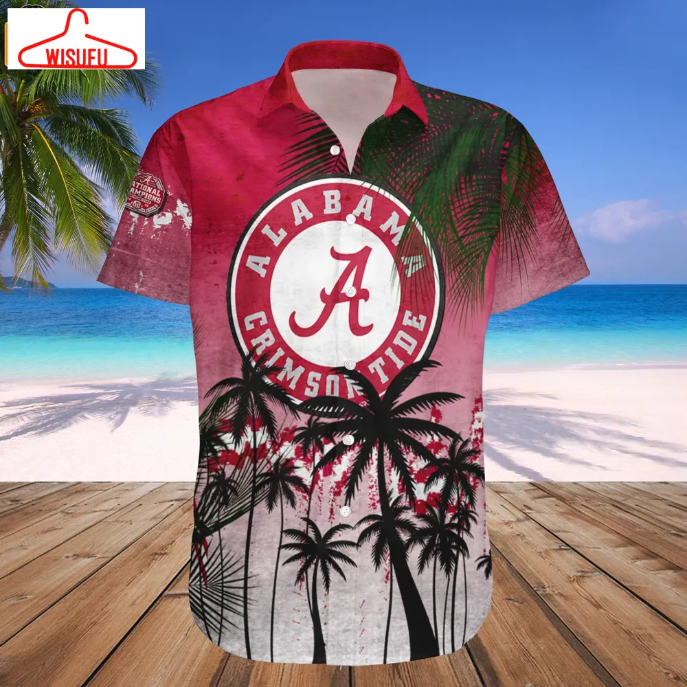 Alabama Crimson Tide Coconut Tree Tropical Grunge Hawaiian Shirt, New Fashion Gifts