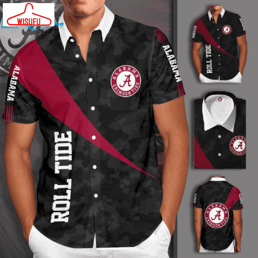 Alabama Crimson Tide Football Team All Over Print 3d Hawaiian Shirt-black, Best Gift Ideas, New Fashion Gifts