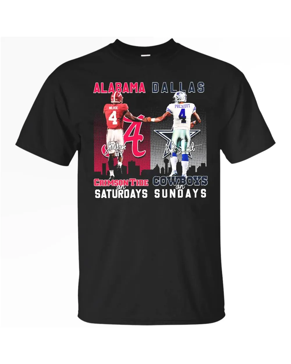 Alabama Crimson Tide On Saturdays Dallas Cowboys On Sundays T Shirt-Black