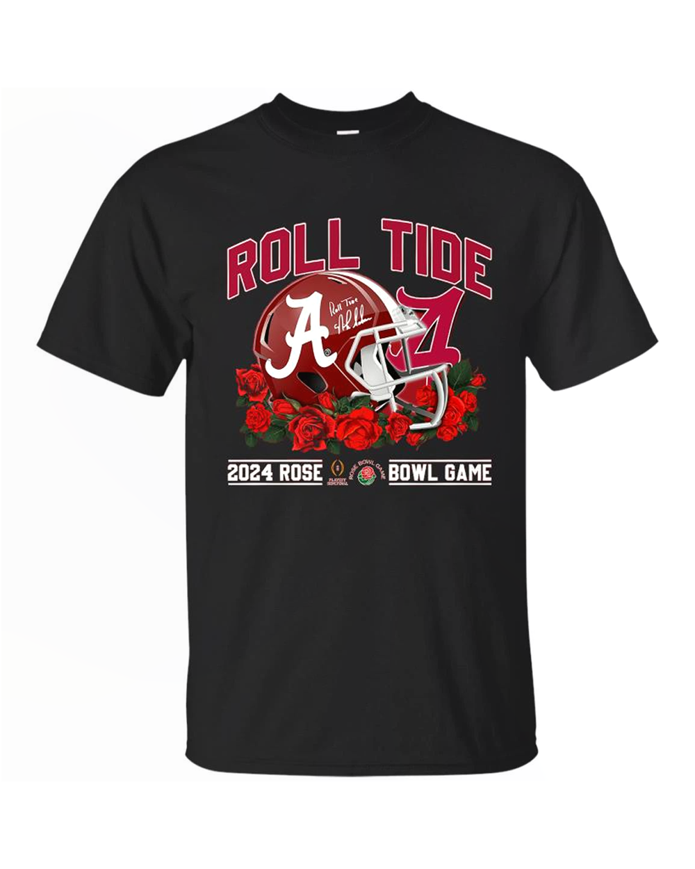 Alabama Crimson Tide Roll Tide 2024 Rose Bowl Game T Shirt-Black